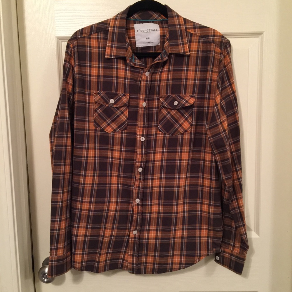 {(4 for $20)}Casual plaid shirt medium Aeropostale